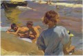バレンシアのビーチにいる子供たち 1916